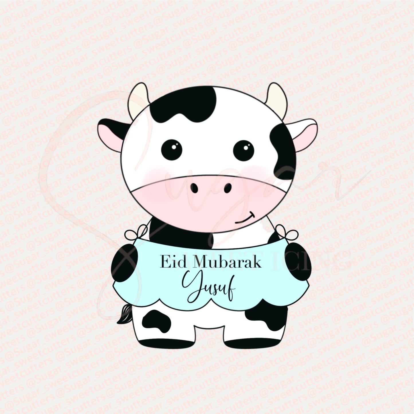 Cow holding banner